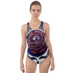 Grateful-dead-ahead-of-their-time Cut-out Back One Piece Swimsuit by Sarkoni