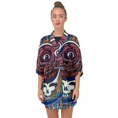 Grateful-dead-ahead-of-their-time Half Sleeve Chiffon Kimono by Sarkoni