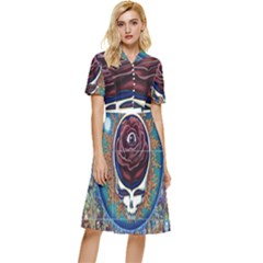 Grateful-dead-ahead-of-their-time Button Top Knee Length Dress by Sarkoni