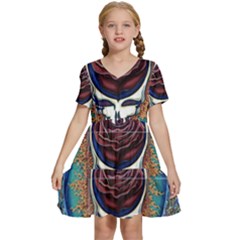 Grateful-dead-ahead-of-their-time Kids  Short Sleeve Tiered Mini Dress by Sarkoni