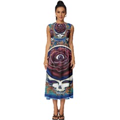 Grateful-dead-ahead-of-their-time Sleeveless Round Neck Midi Dress by Sarkoni