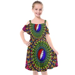 Grateful Dead Kids  Cut Out Shoulders Chiffon Dress by Sarkoni