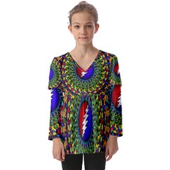 Grateful Dead Kids  V Neck Casual Top by Sarkoni