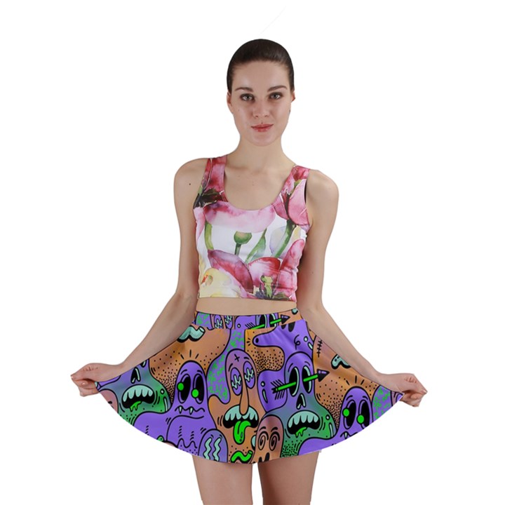 Trippy Aesthetic Halloween Mini Skirt