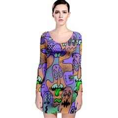 Trippy Aesthetic Halloween Long Sleeve Bodycon Dress by Sarkoni