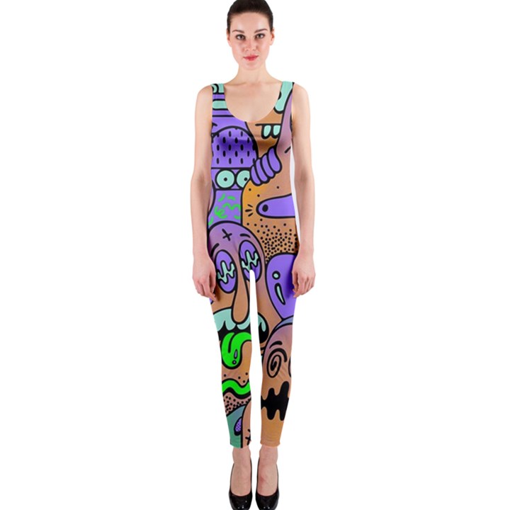 Trippy Aesthetic Halloween One Piece Catsuit