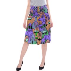 Trippy Aesthetic Halloween Midi Beach Skirt by Sarkoni