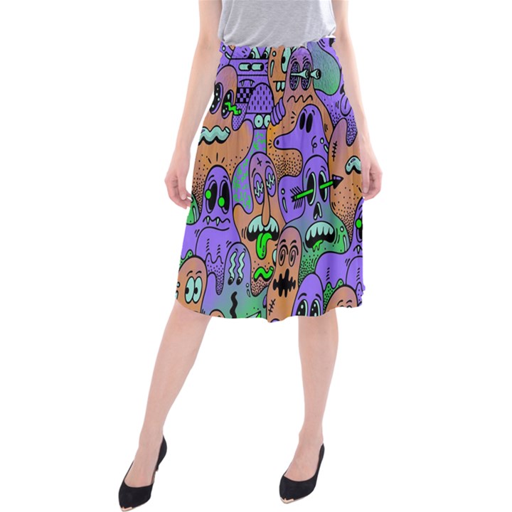 Trippy Aesthetic Halloween Midi Beach Skirt