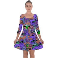 Trippy Aesthetic Halloween Quarter Sleeve Skater Dress by Sarkoni