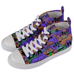 Trippy Aesthetic Halloween Women s Mid-top Canvas Sneakers by Sarkoni