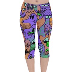 Trippy Aesthetic Halloween Velvet Capri Leggings  by Sarkoni