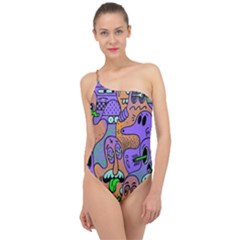 Trippy Aesthetic Halloween Classic One Shoulder Swimsuit by Sarkoni