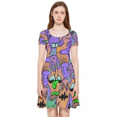 Trippy Aesthetic Halloween Inside Out Cap Sleeve Dress by Sarkoni