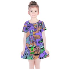 Trippy Aesthetic Halloween Kids  Simple Cotton Dress by Sarkoni