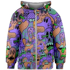 Trippy Aesthetic Halloween Kids  Zipper Hoodie Without Drawstring by Sarkoni