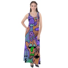 Trippy Aesthetic Halloween Sleeveless Velour Maxi Dress by Sarkoni