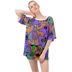 Trippy Aesthetic Halloween Oversized Chiffon Top by Sarkoni