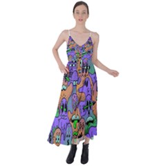 Trippy Aesthetic Halloween Tie Back Maxi Dress by Sarkoni