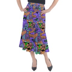 Trippy Aesthetic Halloween Midi Mermaid Skirt by Sarkoni