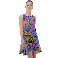 Trippy Aesthetic Halloween Frill Swing Dress by Sarkoni