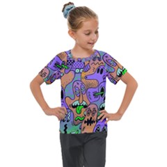 Trippy Aesthetic Halloween Kids  Mesh Piece T-shirt