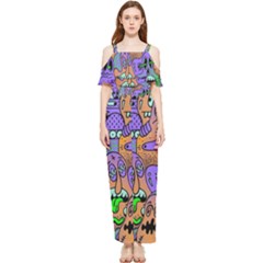 Trippy Aesthetic Halloween Draped Sleeveless Chiffon Jumpsuit by Sarkoni