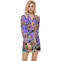 Trippy Aesthetic Halloween Long Sleeve Satin Robe by Sarkoni