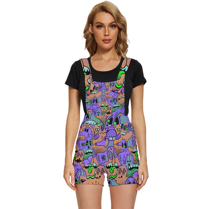 Trippy Aesthetic Halloween Short Overalls