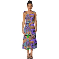 Trippy Aesthetic Halloween Tie-strap Tiered Midi Chiffon Dress by Sarkoni