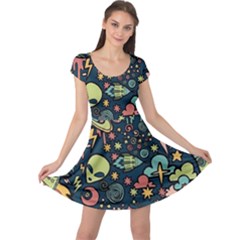 Alien Rocket Space Aesthetic Cap Sleeve Dress by Sarkoni