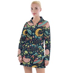 Alien Rocket Space Aesthetic Women s Long Sleeve Casual Dress by Sarkoni