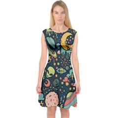 Alien Rocket Space Aesthetic Capsleeve Midi Dress by Sarkoni