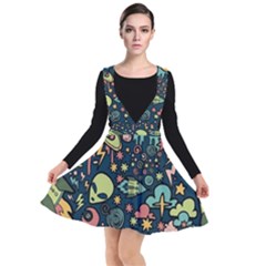 Alien Rocket Space Aesthetic Plunge Pinafore Dress by Sarkoni