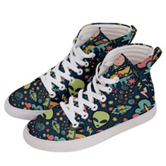 Alien Rocket Space Aesthetic Men s Hi-top Skate Sneakers by Sarkoni