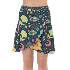 Alien Rocket Space Aesthetic Wrap Front Skirt by Sarkoni