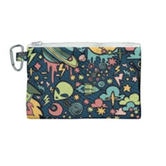 Alien Rocket Space Aesthetic Canvas Cosmetic Bag (medium) by Sarkoni