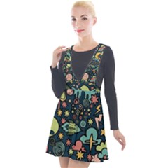 Alien Rocket Space Aesthetic Plunge Pinafore Velour Dress by Sarkoni