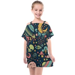 Alien Rocket Space Aesthetic Kids  One Piece Chiffon Dress by Sarkoni