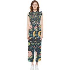 Alien Rocket Space Aesthetic Women s Frill Top Chiffon Jumpsuit by Sarkoni