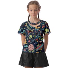 Alien Rocket Space Aesthetic Kids  Front Cut T-shirt by Sarkoni