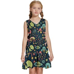 Alien Rocket Space Aesthetic Kids  Sleeveless Tiered Mini Dress by Sarkoni