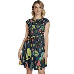 Alien Rocket Space Aesthetic Cap Sleeve High Waist Dress by Sarkoni