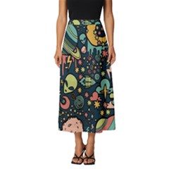 Alien Rocket Space Aesthetic Classic Midi Chiffon Skirt by Sarkoni