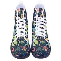 Alien Rocket Space Aesthetic Women s High-top Canvas Sneakers by Sarkoni