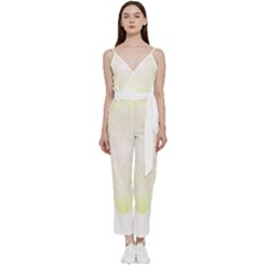 Flower Design T- Shirt Beautiful White And Yellow Artistic Flower T- Shirt V-neck Camisole Jumpsuit