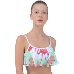 Flower Flamingo T- Shirt Floral Birds Flower Flamingo T- Shirt Frill Bikini Top by EnriqueJohnson