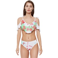 Flower Flamingo T- Shirt Floral Birds Flower Flamingo T- Shirt Ruffle Edge Tie Up Bikini Set	 by EnriqueJohnson