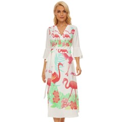 Flower Flamingo T- Shirt Floral Birds Flower Flamingo T- Shirt Midsummer Wrap Dress