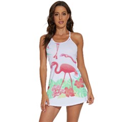 Flower Flamingo T- Shirt Floral Birds Flower Flamingo T- Shirt 2-in-1 Flare Activity Dress by EnriqueJohnson