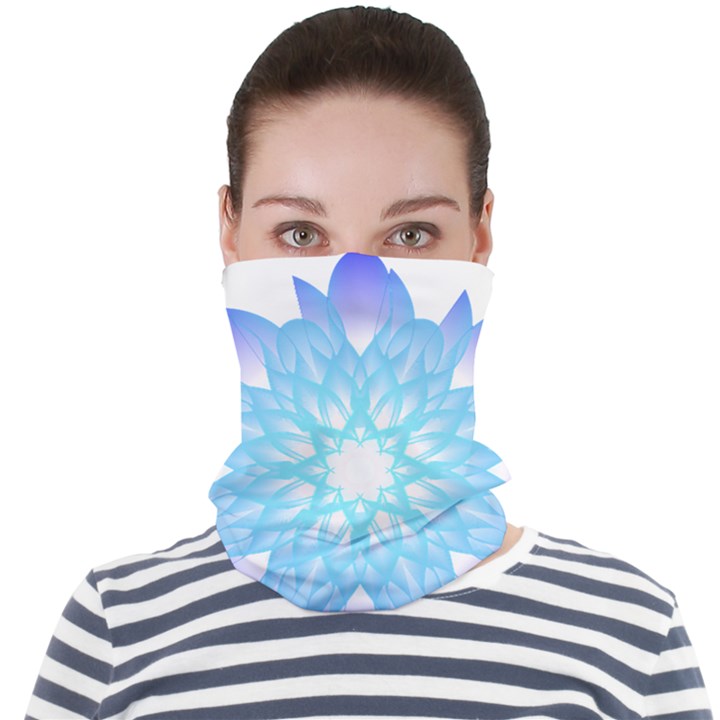 Flower Illustration T- Shirt Beautiful And Artistic Blue Flower T- Shirt Face Seamless Bandana (Adult)